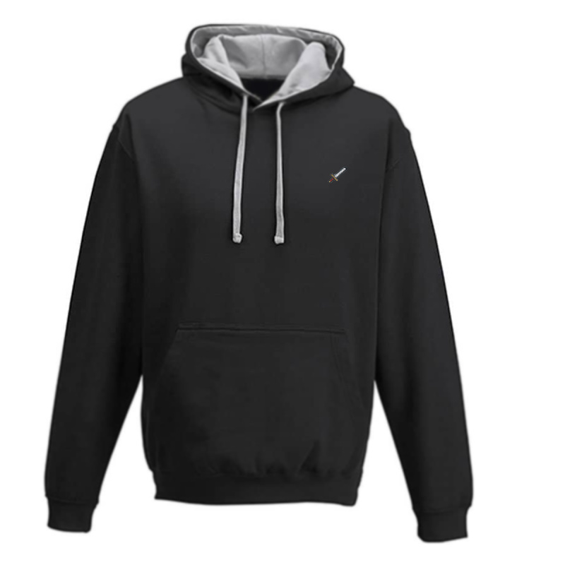 ![Motiv: Schwert] Unisex / Hoodie (M), zweifarbig (Schwarz+Grau)