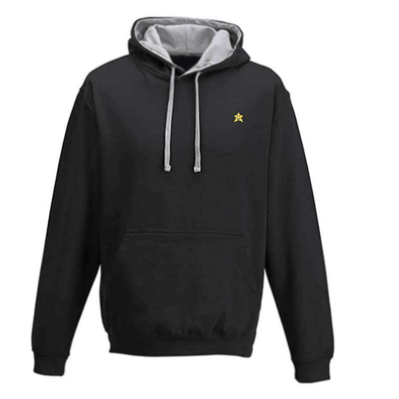 ![Motiv: Stern] Unisex / Hoodie (XL), zweifarbig (Schwarz+Grau)